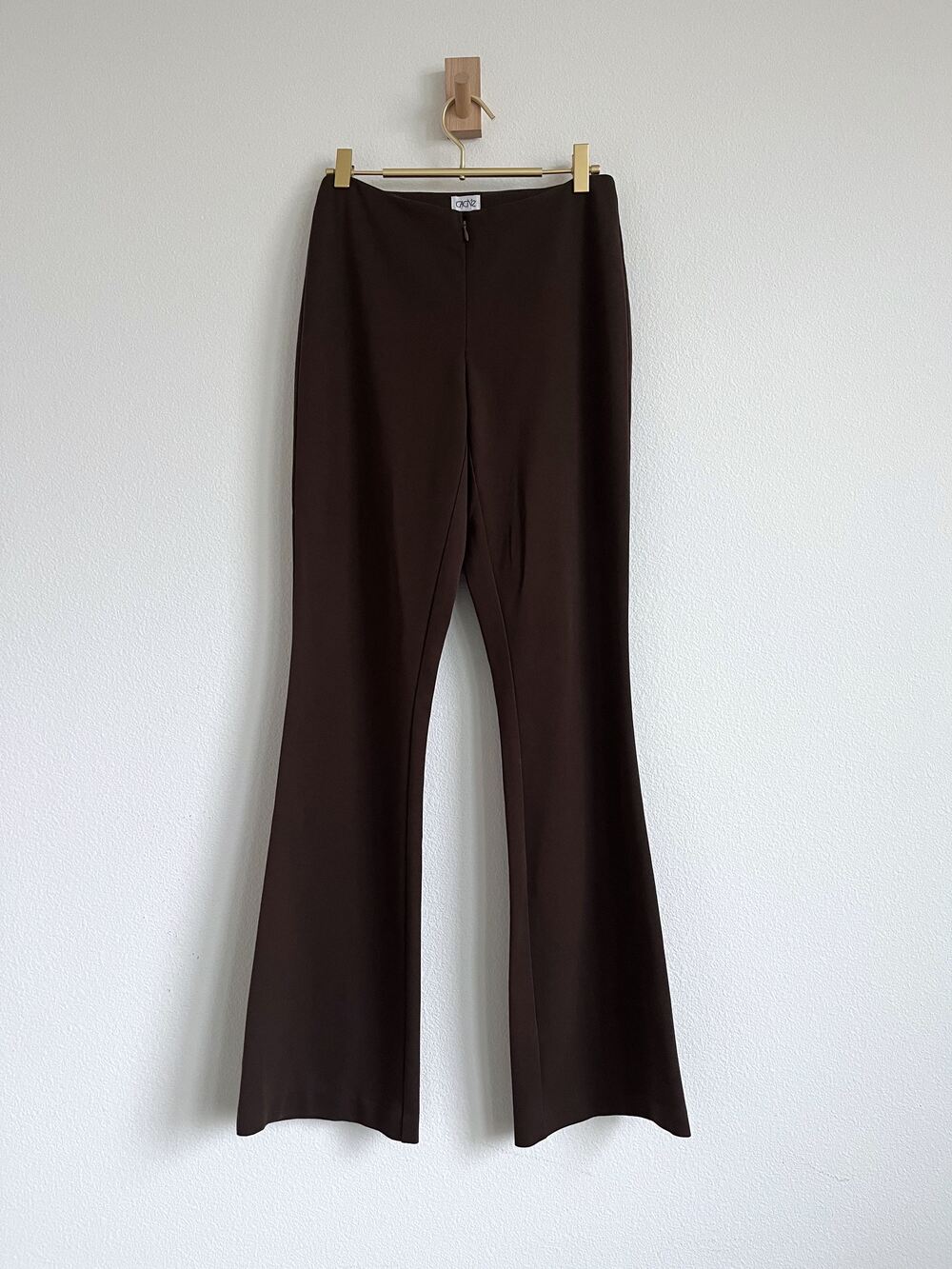 Vintage Y2K Caché Dark Academia Minimalist Chocolate Brown Flare Dress Pants